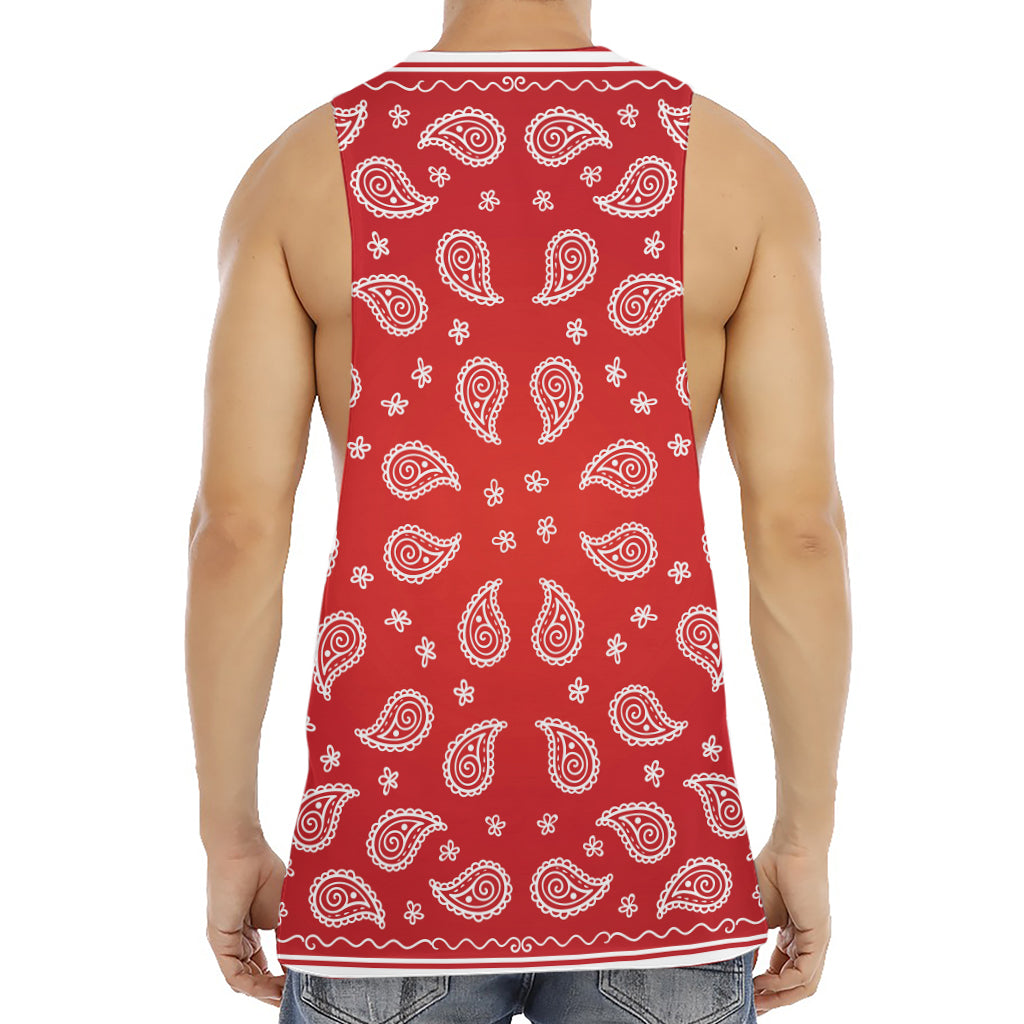 Red And White Bandana Print Men's Muscle Tank Top