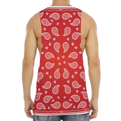 Red And White Bandana Print Men's Muscle Tank Top