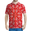 Red And White Bandana Print Men's Polo Shirt