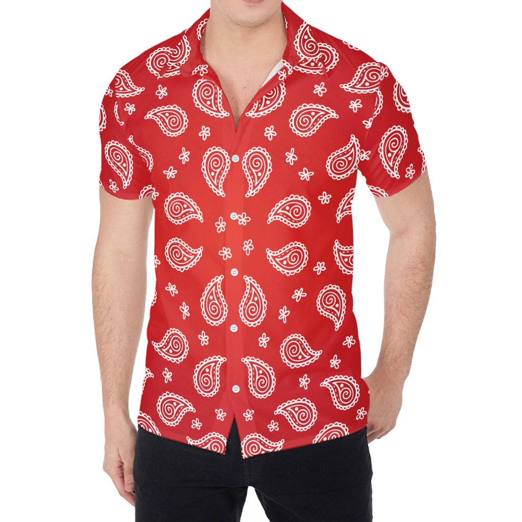 Red And White Bandana Print Men's Shirt
