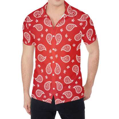 Red And White Bandana Print Men's Shirt