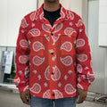 Red And White Bandana Print Men's Shirt Jacket