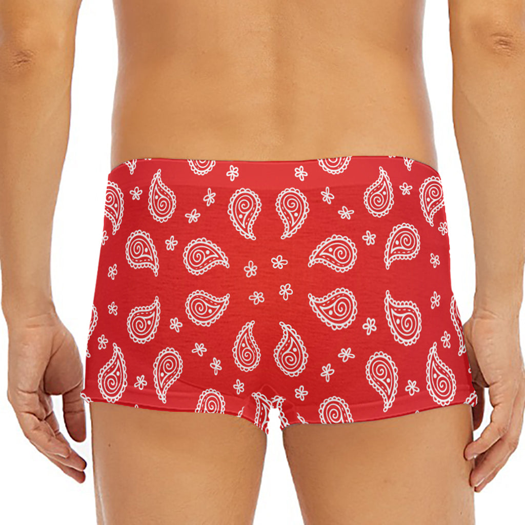 Red And White Bandana Print Men's Short Boxer Briefs