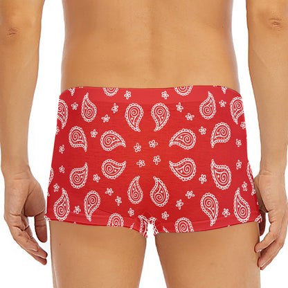 Red And White Bandana Print Men's Short Boxer Briefs