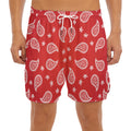 Red And White Bandana Print Men's Split Running Shorts