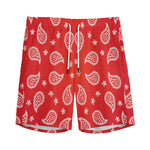 Red And White Bandana Print Men's Sports Shorts
