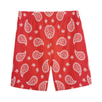 Red And White Bandana Print Men's Sports Shorts