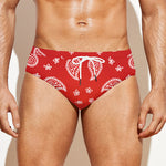 Red And White Bandana Print Men's Swim Briefs