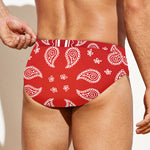 Red And White Bandana Print Men's Swim Briefs