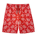 Red And White Bandana Print Men's Swim Trunks