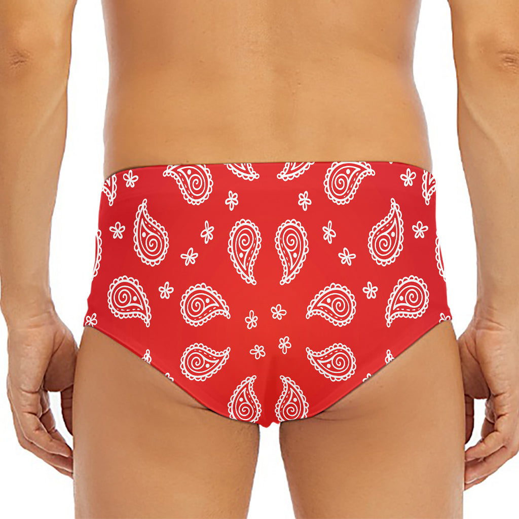 Red And White Bandana Print Men's Triangle Swim Briefs