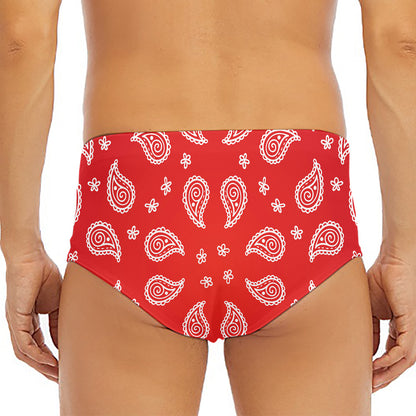 Red And White Bandana Print Men's Triangle Swim Briefs