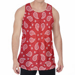 Red And White Bandana Print Men's Velvet Tank Top