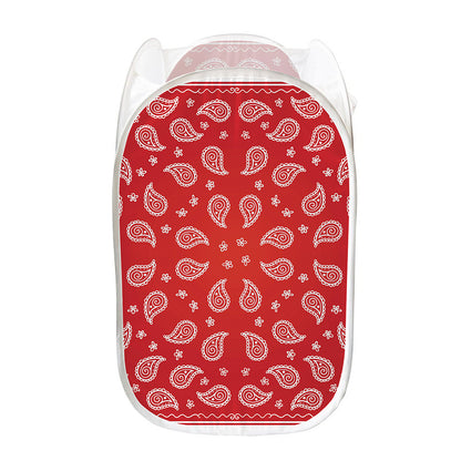 Red And White Bandana Print Mesh Laundry Hamper