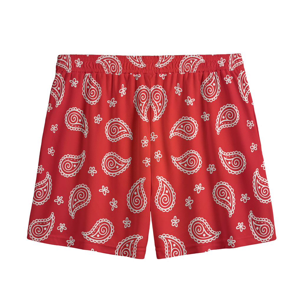 Red And White Bandana Print Mesh Shorts