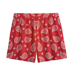 Red And White Bandana Print Mesh Shorts