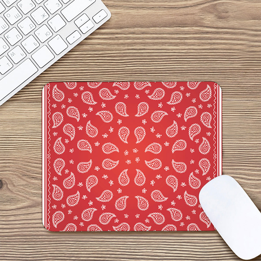 Red And White Bandana Print Mouse Pad