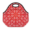 Red And White Bandana Print Neoprene Lunch Bag