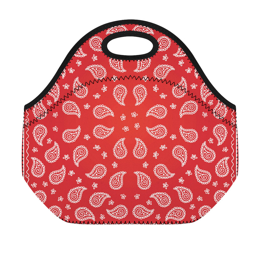 Red And White Bandana Print Neoprene Lunch Bag