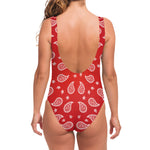 Red And White Bandana Print One Piece Swimsuit