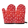 Red And White Bandana Print Oven Mitts