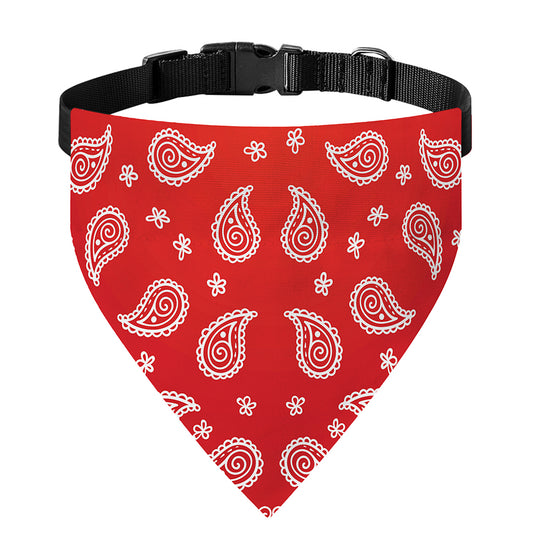 Red And White Bandana Print Over The Collar Dog Bandana