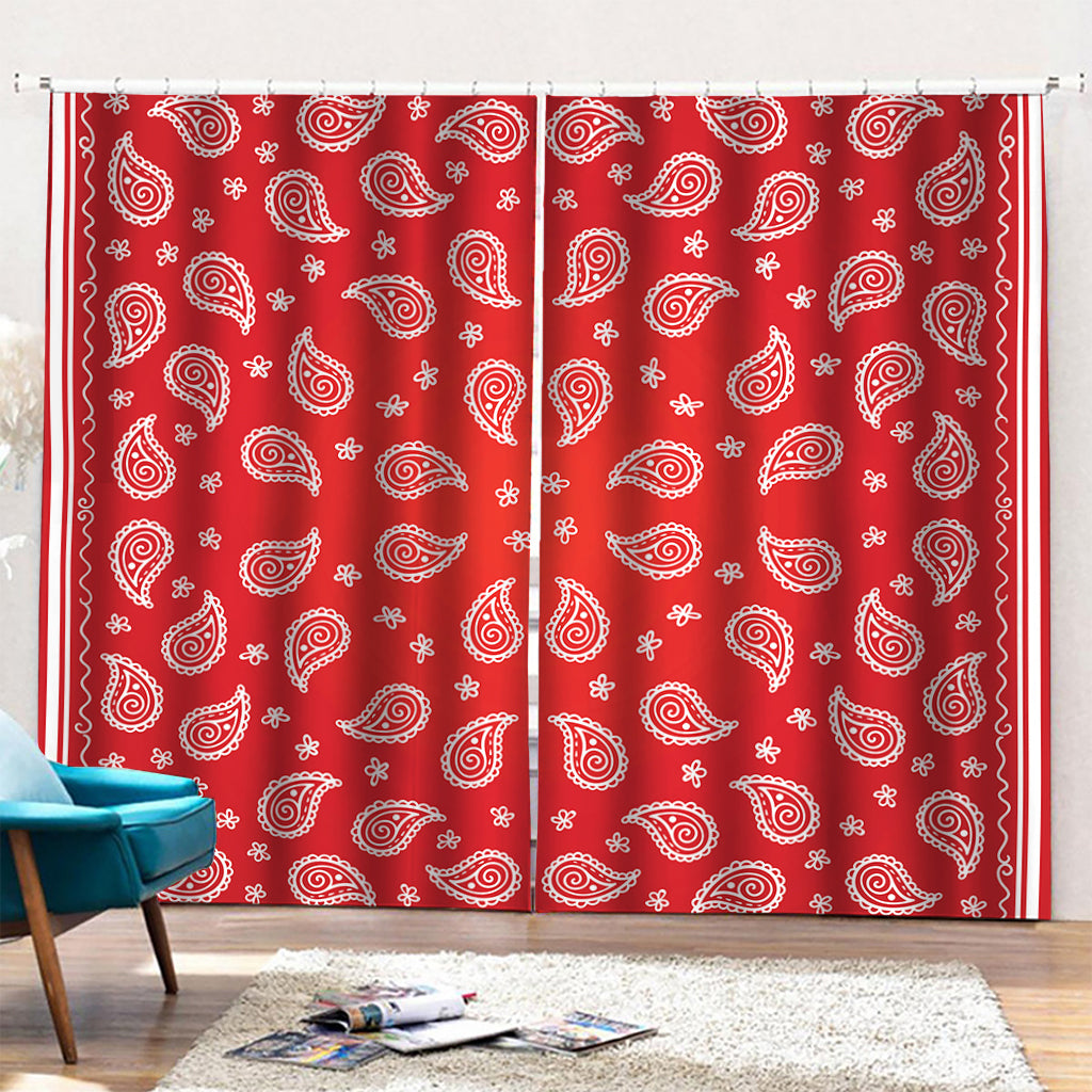 Red And White Bandana Print Pencil Pleat Curtains