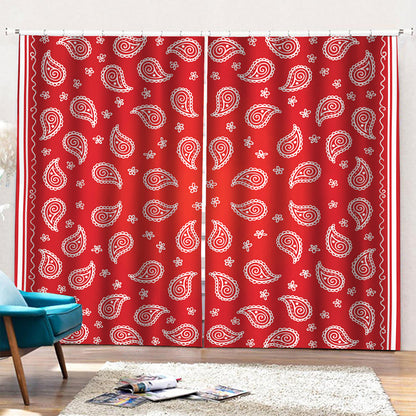 Red And White Bandana Print Pencil Pleat Curtains