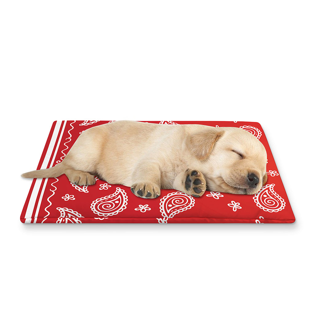 Red And White Bandana Print Pet Cooling Mat Cover