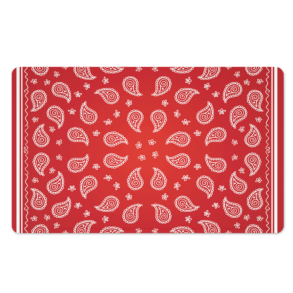 Red And White Bandana Print Polyester Doormat