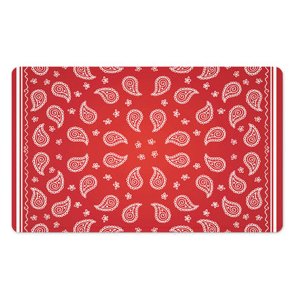 Red And White Bandana Print Polyester Doormat