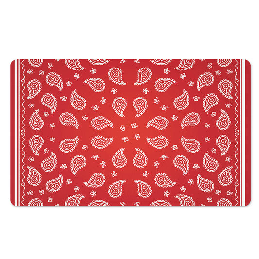 Red And White Bandana Print Polyester Doormat