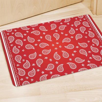 Red And White Bandana Print Polyester Doormat