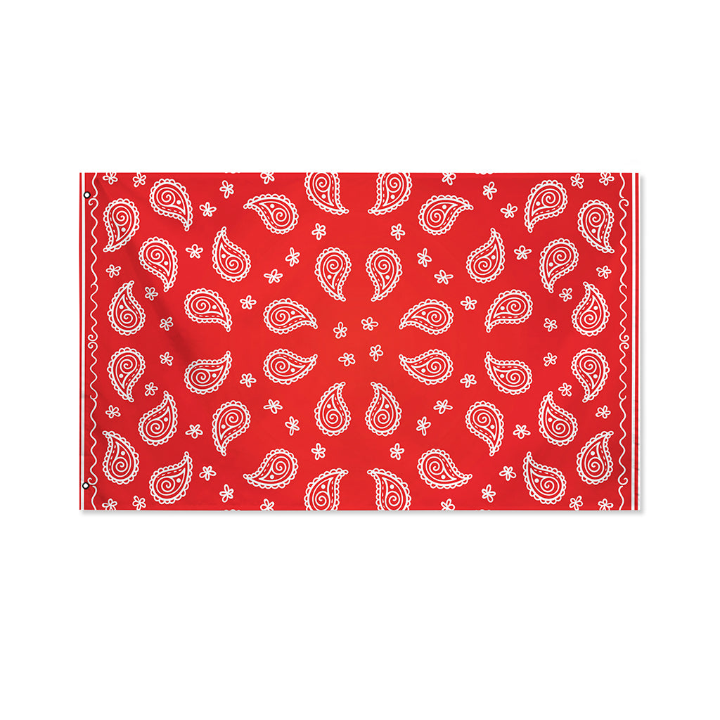 Red And White Bandana Print Polyester Flag