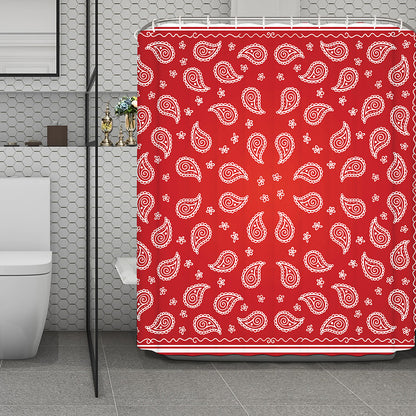 Red And White Bandana Print Polyester Shower Curtain