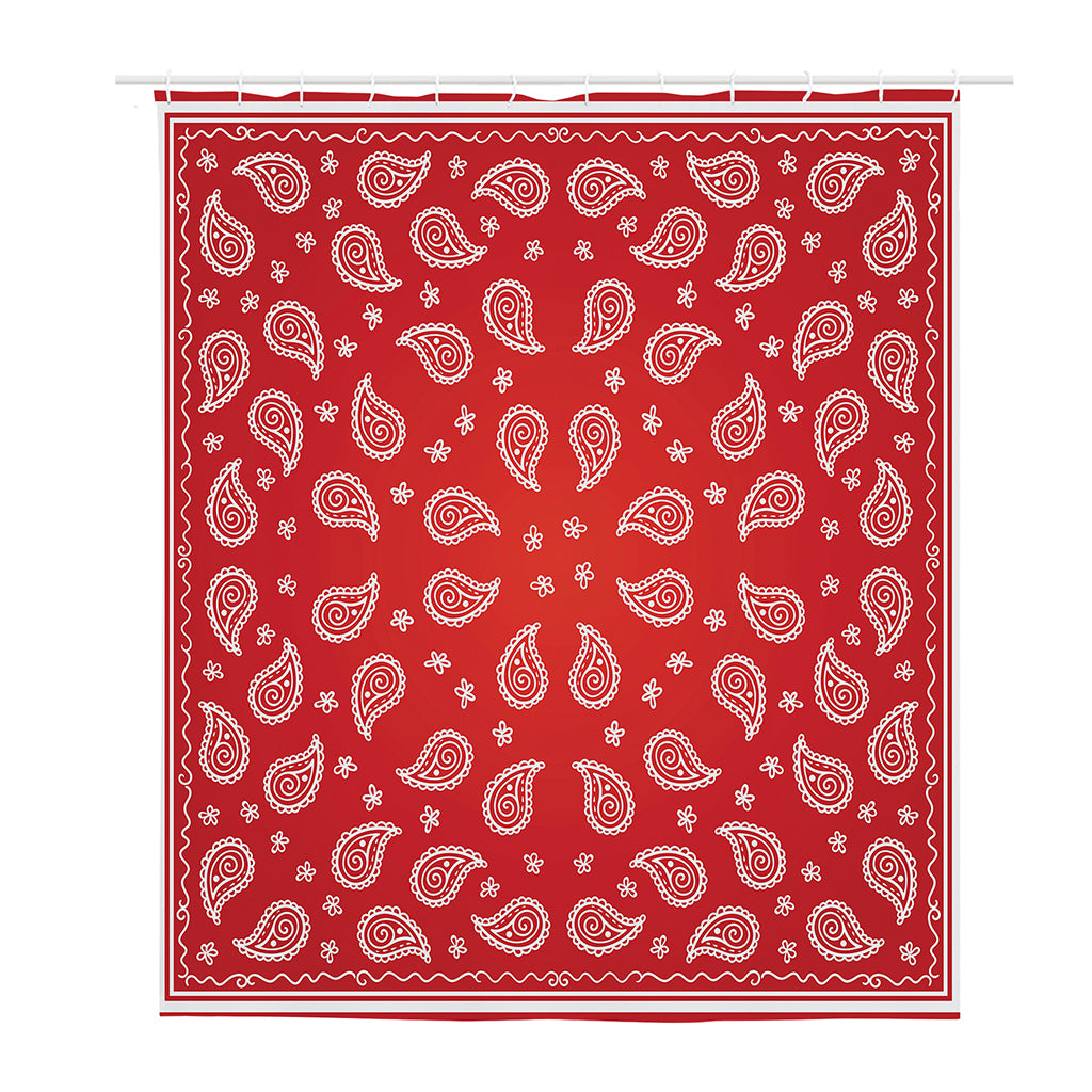 Red And White Bandana Print Polyester Shower Curtain