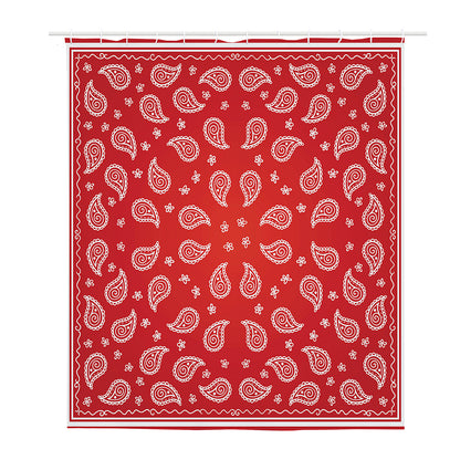Red And White Bandana Print Polyester Shower Curtain