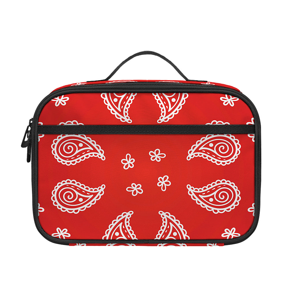 Red And White Bandana Print Portable Lunch Bag