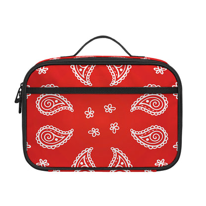 Red And White Bandana Print Portable Lunch Bag