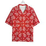 Red And White Bandana Print Rayon Hawaiian Shirt