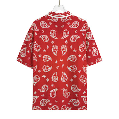 Red And White Bandana Print Rayon Hawaiian Shirt