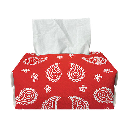 Red And White Bandana Print Rectangle Tissue Box Cover