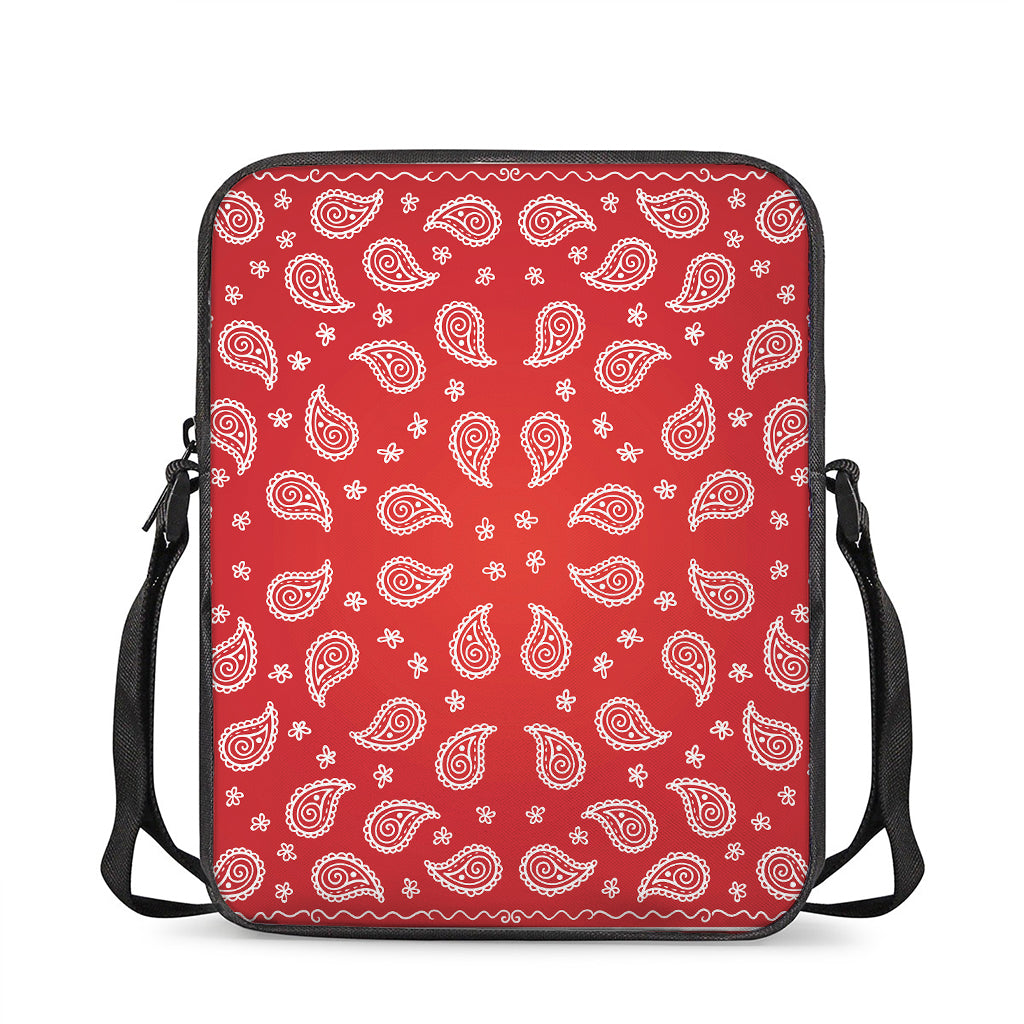 Red And White Bandana Print Rectangular Crossbody Bag