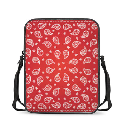 Red And White Bandana Print Rectangular Crossbody Bag