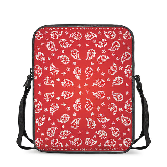 Red And White Bandana Print Rectangular Crossbody Bag