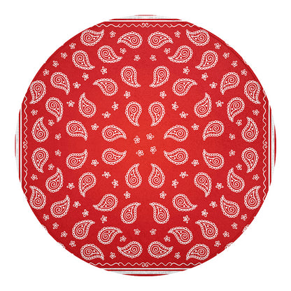 Red And White Bandana Print Round Blanket