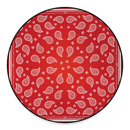 Red And White Bandana Print Round Floor Mat