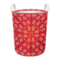 Red And White Bandana Print Round Laundry Basket