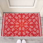 Red And White Bandana Print Rubber Doormat
