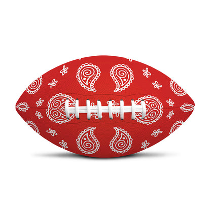 Red And White Bandana Print Rugby Ball